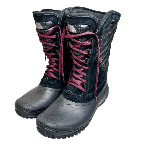The North Face Thermoball Utility Mid Snow Winter Boots Quilted Black SZ 9