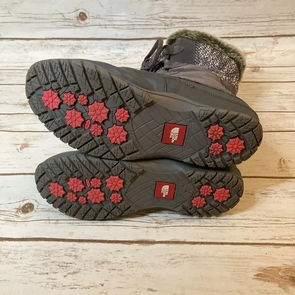 The North Face Winter Snow Fur Lined Nuptse Purna Purple/Grey Waterproof Boot 9