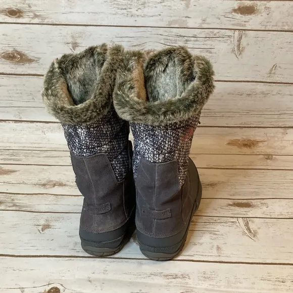 The North Face Winter Snow Fur Lined Nuptse Purna Purple/Grey Waterproof Boot 9