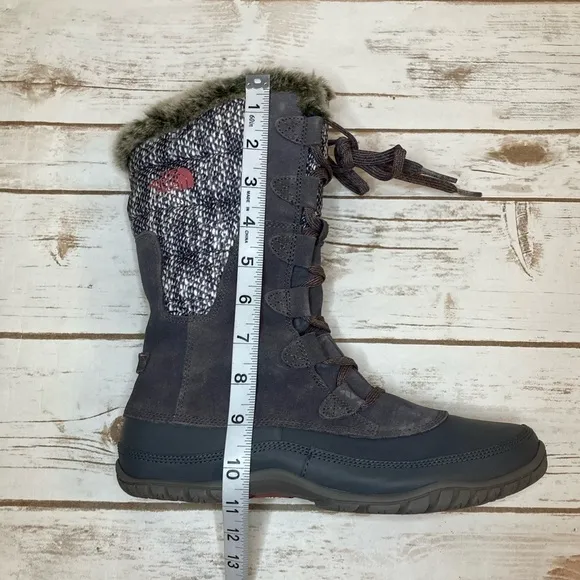 The North Face Winter Snow Fur Lined Nuptse Purna Purple/Grey Waterproof Boot 9