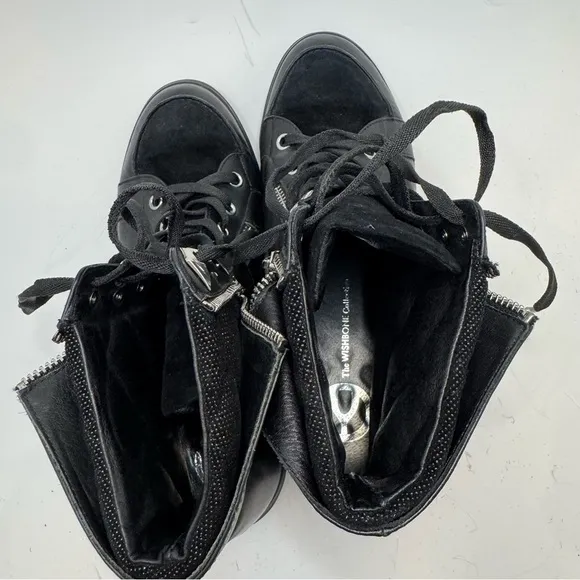 The Wishbone Collection Black Leather Sneakers size 8 Rocker Goth Punk