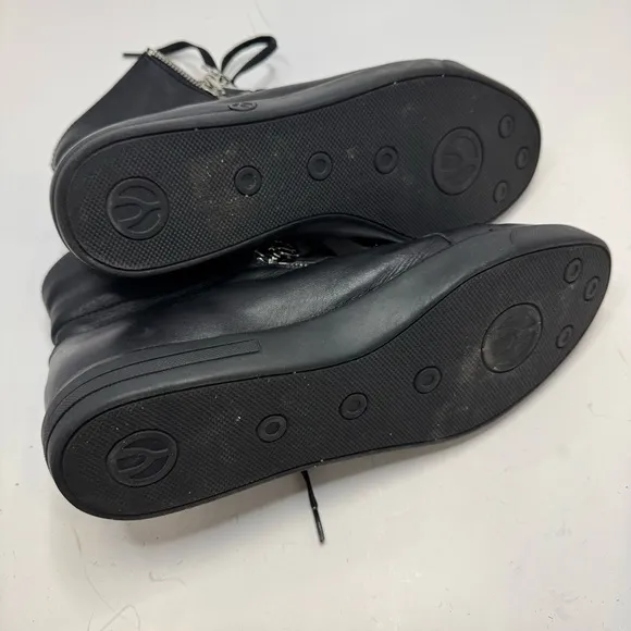 The Wishbone Collection Black Leather Sneakers size 8 Rocker Goth Punk