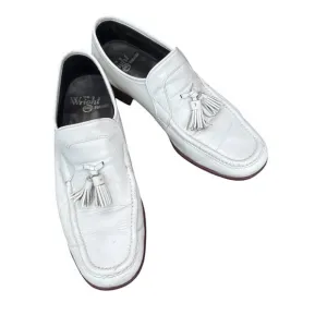 The Wright Shoe for Men Vintage White Tasseled Slip on Loafers Size 8 1/2 D