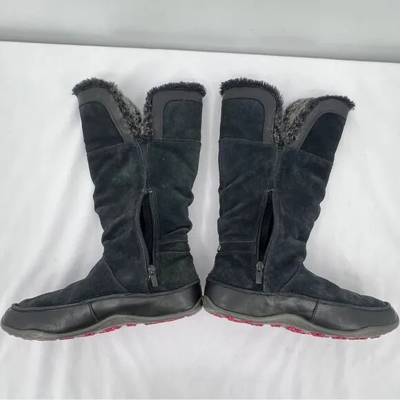 The North Face Josie II Waterproof Black Suede Fur Trim Insulated Tall Boots 9.5