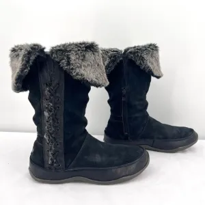 The North Face Josie II Waterproof Black Suede Fur Trim Insulated Tall Boots 9.5