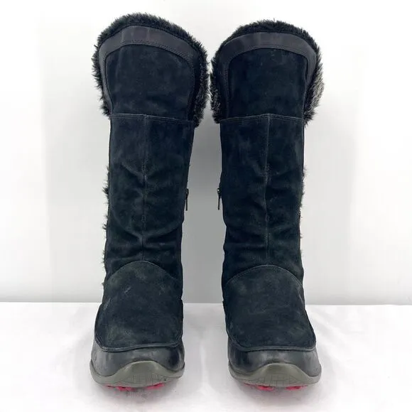 The North Face Josie II Waterproof Black Suede Fur Trim Insulated Tall Boots 9.5