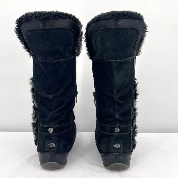 The North Face Josie II Waterproof Black Suede Fur Trim Insulated Tall Boots 9.5