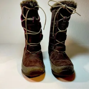 THE NORTH FACE Womens Abby IV Waterproof Suede Leather Boots US 6 Brown/Fuschia