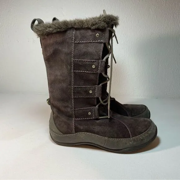 THE NORTH FACE Womens Abby IV Waterproof Suede Leather Boots US 6 Brown/Fuschia