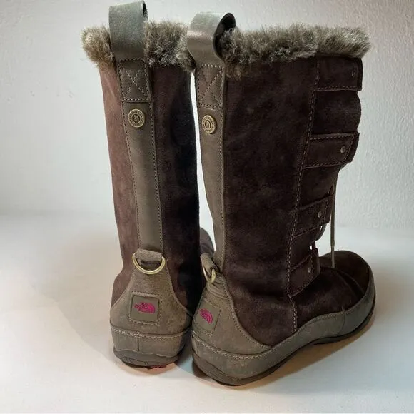 THE NORTH FACE Womens Abby IV Waterproof Suede Leather Boots US 6 Brown/Fuschia