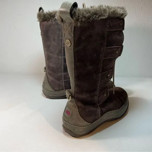 THE NORTH FACE Womens Abby IV Waterproof Suede Leather Boots US 6 Brown/Fuschia