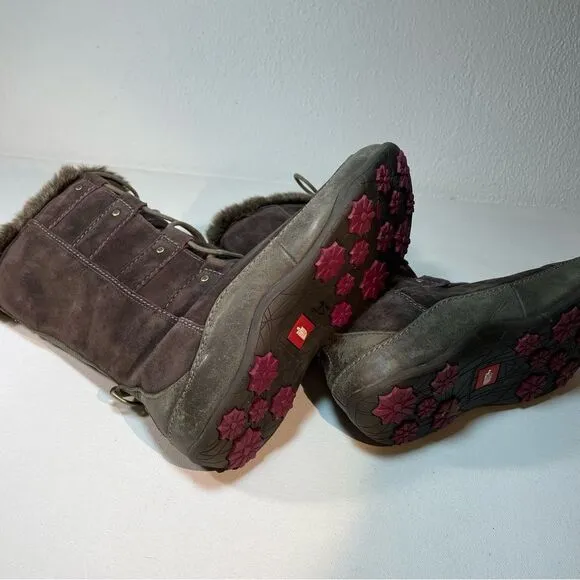 THE NORTH FACE Womens Abby IV Waterproof Suede Leather Boots US 6 Brown/Fuschia