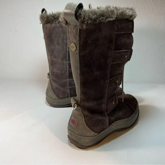 THE NORTH FACE Womens Abby IV Waterproof Suede Leather Boots US 6 Brown/Fuschia