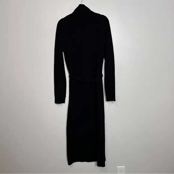 Theory Belted Midi Dress in Cashmere Black Size Large K0918740
