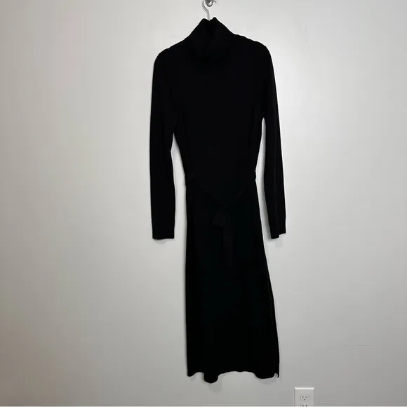 Theory Belted Midi Dress in Cashmere Black Size Large K0918740