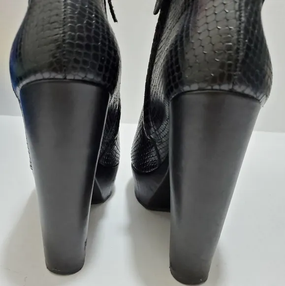 THEORY Python Snake Skin Wedge Boots Booties