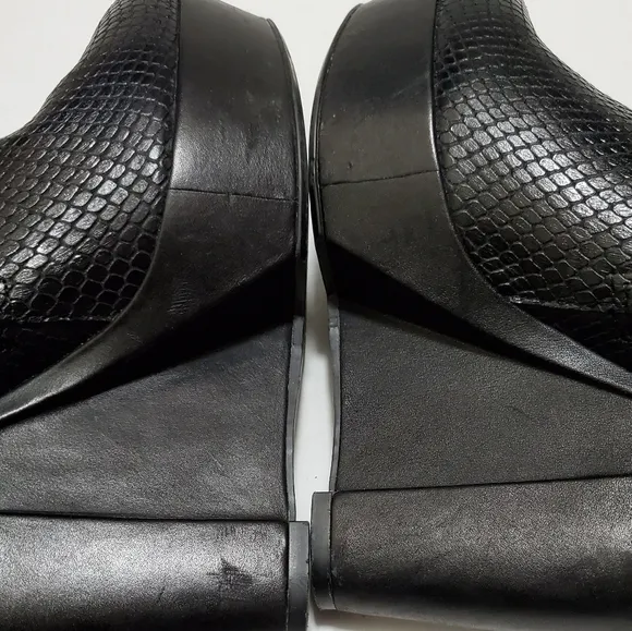 THEORY Python Snake Skin Wedge Boots Booties