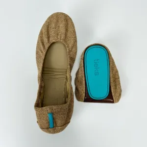 Tieks Brentwood Folding Flats US 8 Vegan Ballet Travel Tan Shoes Neutral Brown