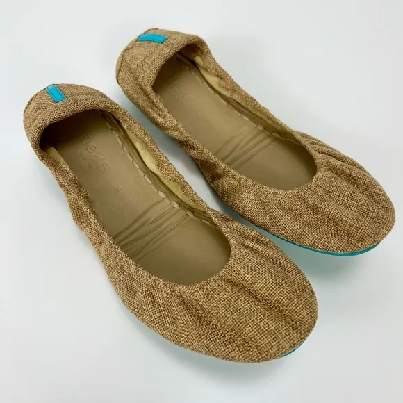 Tieks Brentwood Folding Flats US 8 Vegan Ballet Travel Tan Shoes Neutral Brown