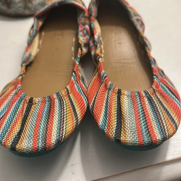 Tieks Sunset Stripe Vegan Flats 8 worn one time Excellent