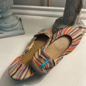 Tieks Sunset Stripe Vegan Flats 8 worn one time Excellent