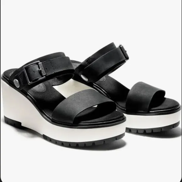 Timberland koralyn black wedge sandals Sz 8