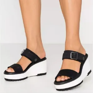 Timberland Koralyn Women's Band Wedge Nubuck Sandals in Black Size 10 NEW
