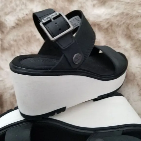 Timberland Koralyn Women's Band Wedge Nubuck Sandals in Black Size 10 NEW