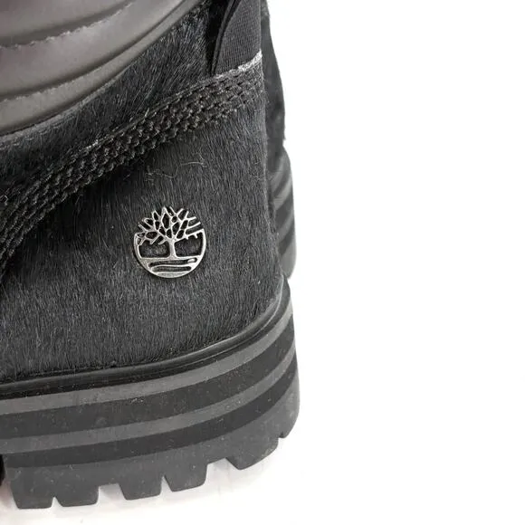 Timberland London Square Mid Hiker Boots 7 NWOT Calf Hair Black Leather A2GD3