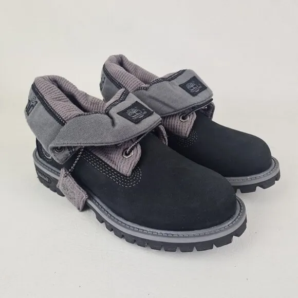 Timberland Thermal Roll Top Boots Little Kids Black Leather