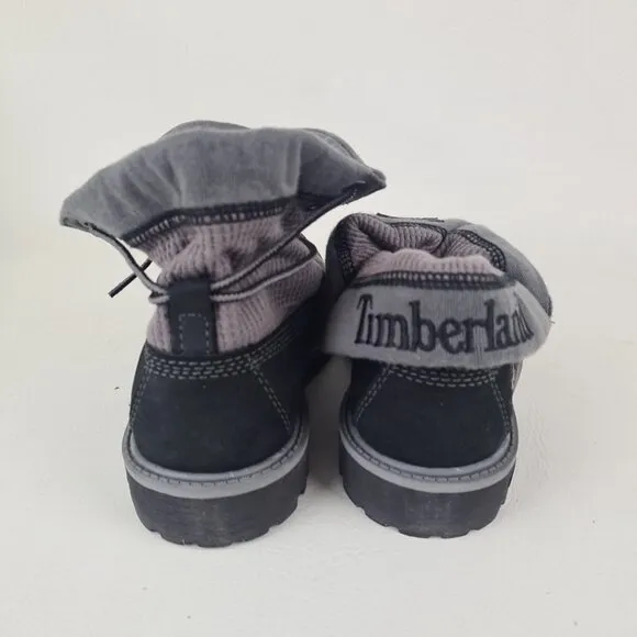 Timberland Thermal Roll Top Boots Little Kids Black Leather