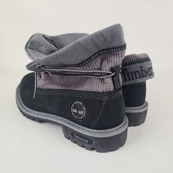 Timberland Thermal Roll Top Boots Little Kids Black Leather