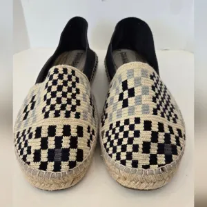 TODD SNYDER Guanabana Black and Cream Slip-On Espadriles
