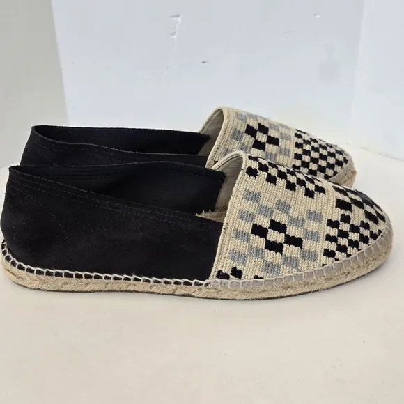 TODD SNYDER Guanabana Black and Cream Slip-On Espadriles