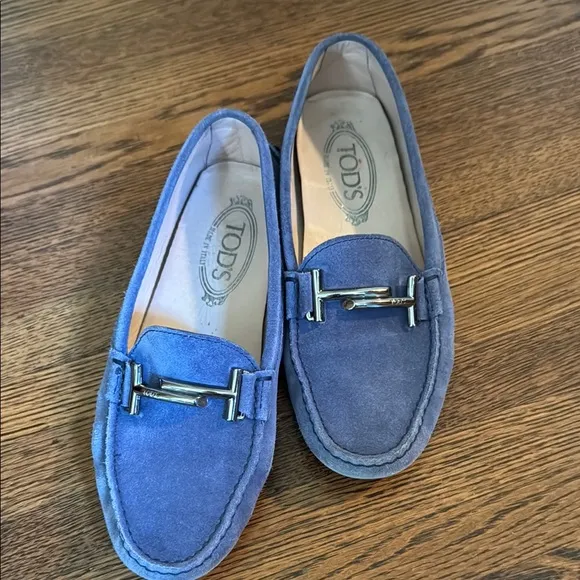 Tod's Blue Suede Loafers