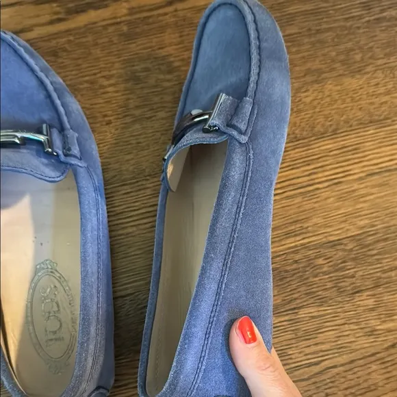 Tod's Blue Suede Loafers