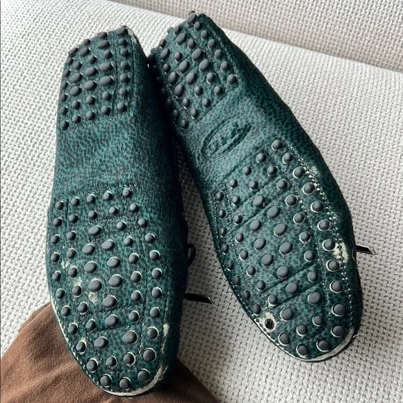 Tod's Green pony hair  Leather Women’s Loafers. Size 7.5
