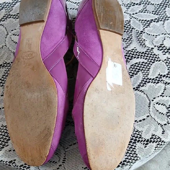 Tod's Purple Flats with Decorative Cutouts