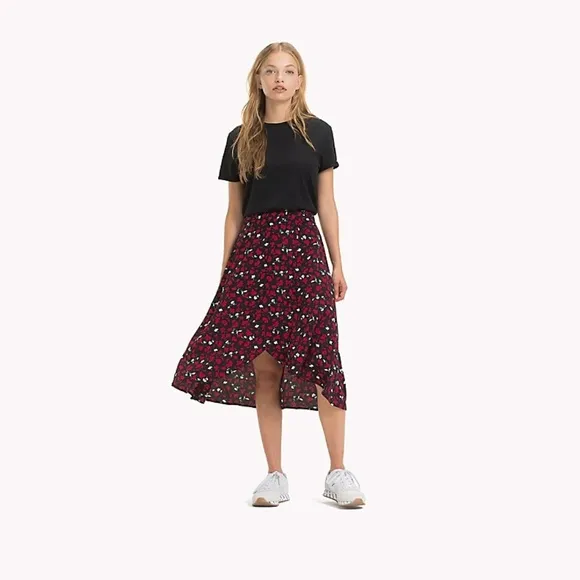 Tommy Printed Hem Detail Skirt