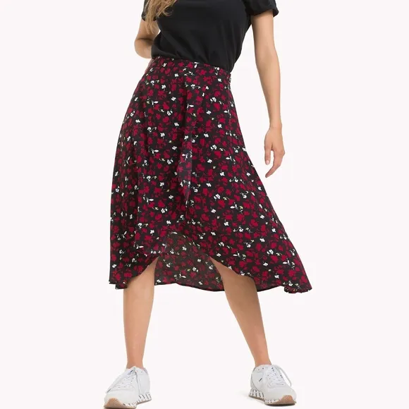 Tommy Printed Hem Detail Skirt