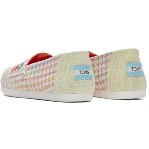 👣TOM'S 🩷ALPARGATA Natural Summer Plaid/Love Espadrilles love love love you