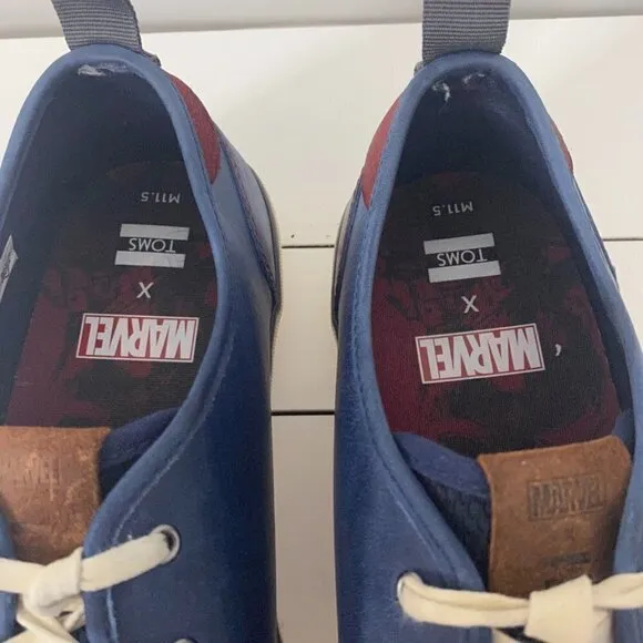 Toms X Marvel Blue Leather Sneakers, Size 11.5