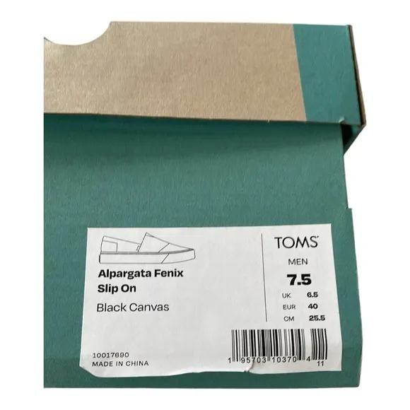 ♥️Toms♥️Men’s Alpargata Black &amp; White Slip-On Sneaker Size (7.5) Med Width