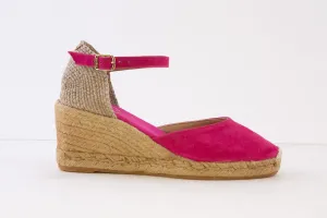 TONI PONS - LLORET-5 MEDIUM WEDGE SLING-BACK ESPADRILLE SHOE - FUCHSIA SUEDE