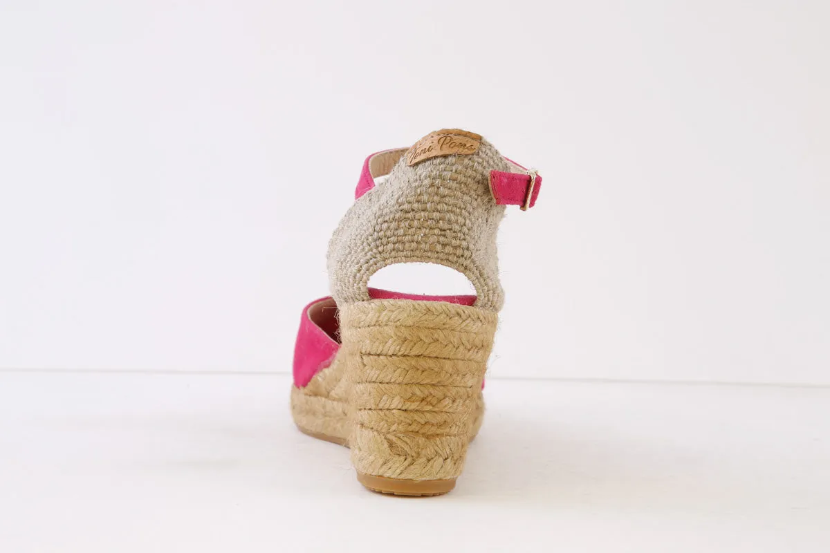 TONI PONS - LLORET-5 MEDIUM WEDGE SLING-BACK ESPADRILLE SHOE - FUCHSIA SUEDE