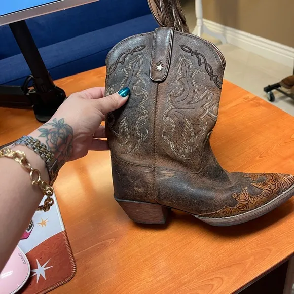 Tony Lama Kids Vaquero Brown Leather Western Boots - Size 1.5 D Mid calf