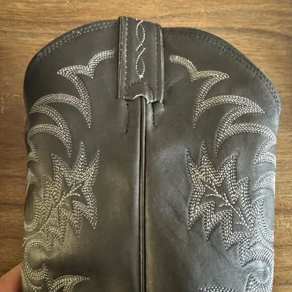 TONY LAMA MEN'S STALLION LEATHER AMERICANA WESTERN BOOTS 8.5EE Black Xtra- Wide