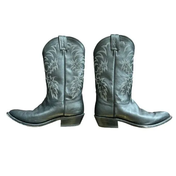 TONY LAMA MEN'S STALLION LEATHER AMERICANA WESTERN BOOTS 8.5EE Black Xtra- Wide