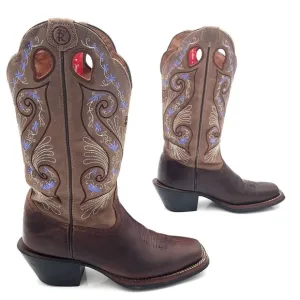 Tony Lama Women's Asena Western Leather Boots Brindle Brown &amp; Lavender Size 6