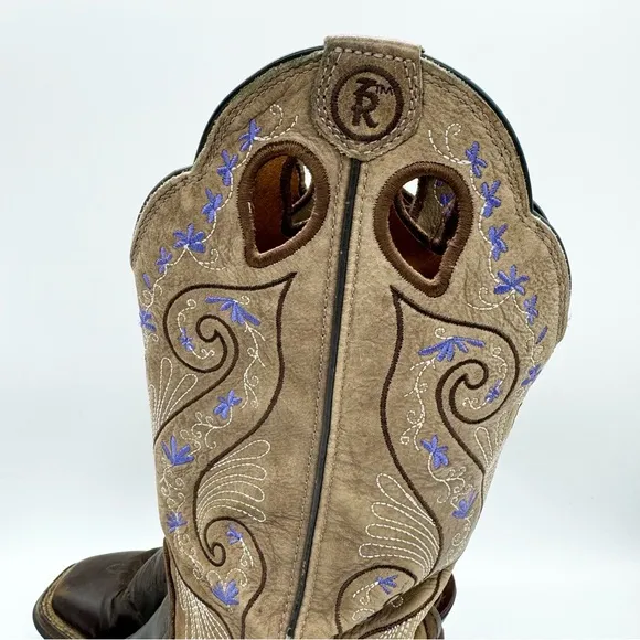 Tony Lama Women's Asena Western Leather Boots Brindle Brown &amp; Lavender Size 6